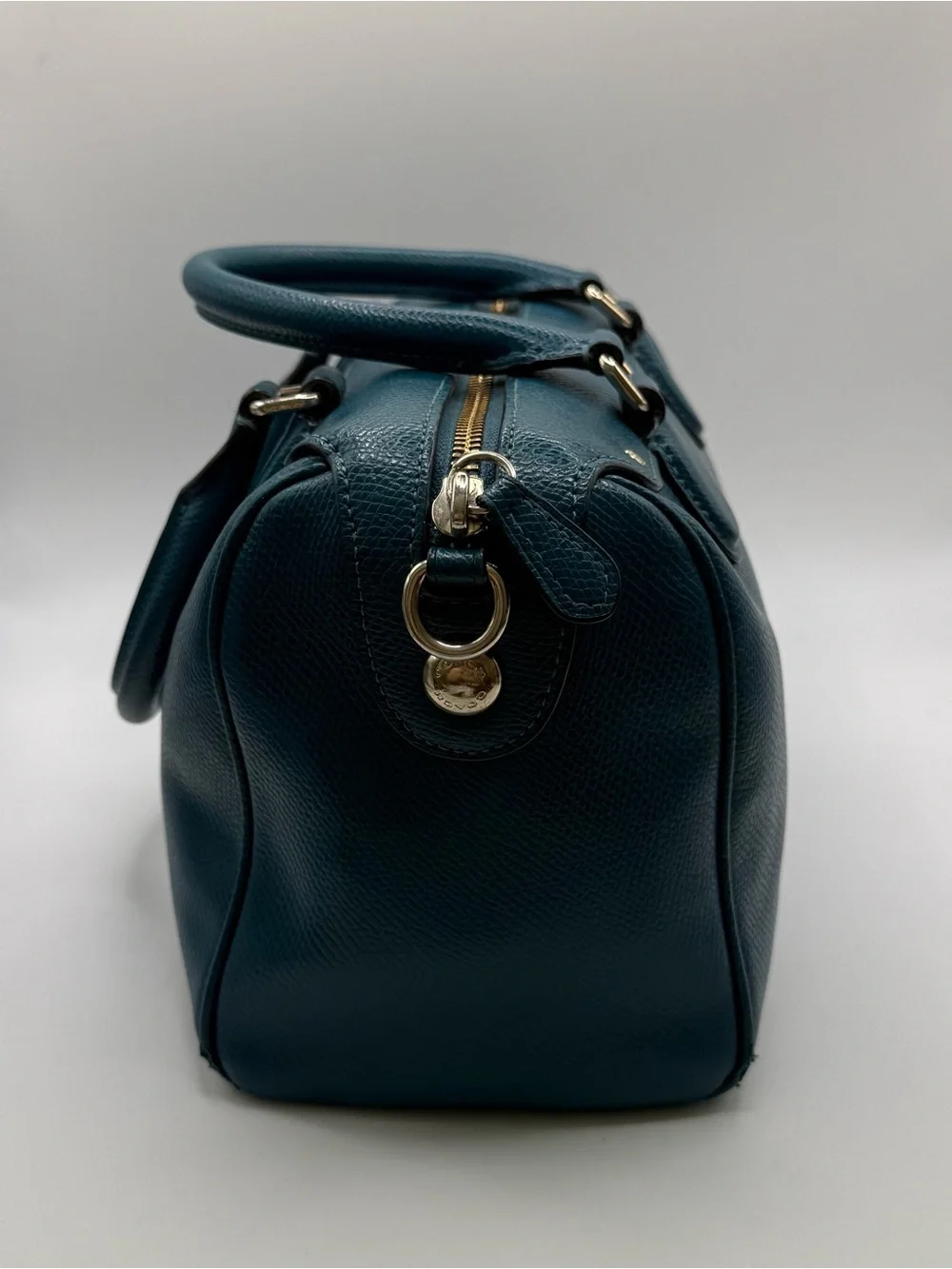 Coach Bennett Teal Pebbled Leather Satchel with Gold Hardware